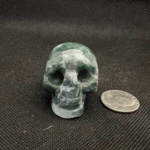 Moss Agate Skull Carving Crystal 3oz